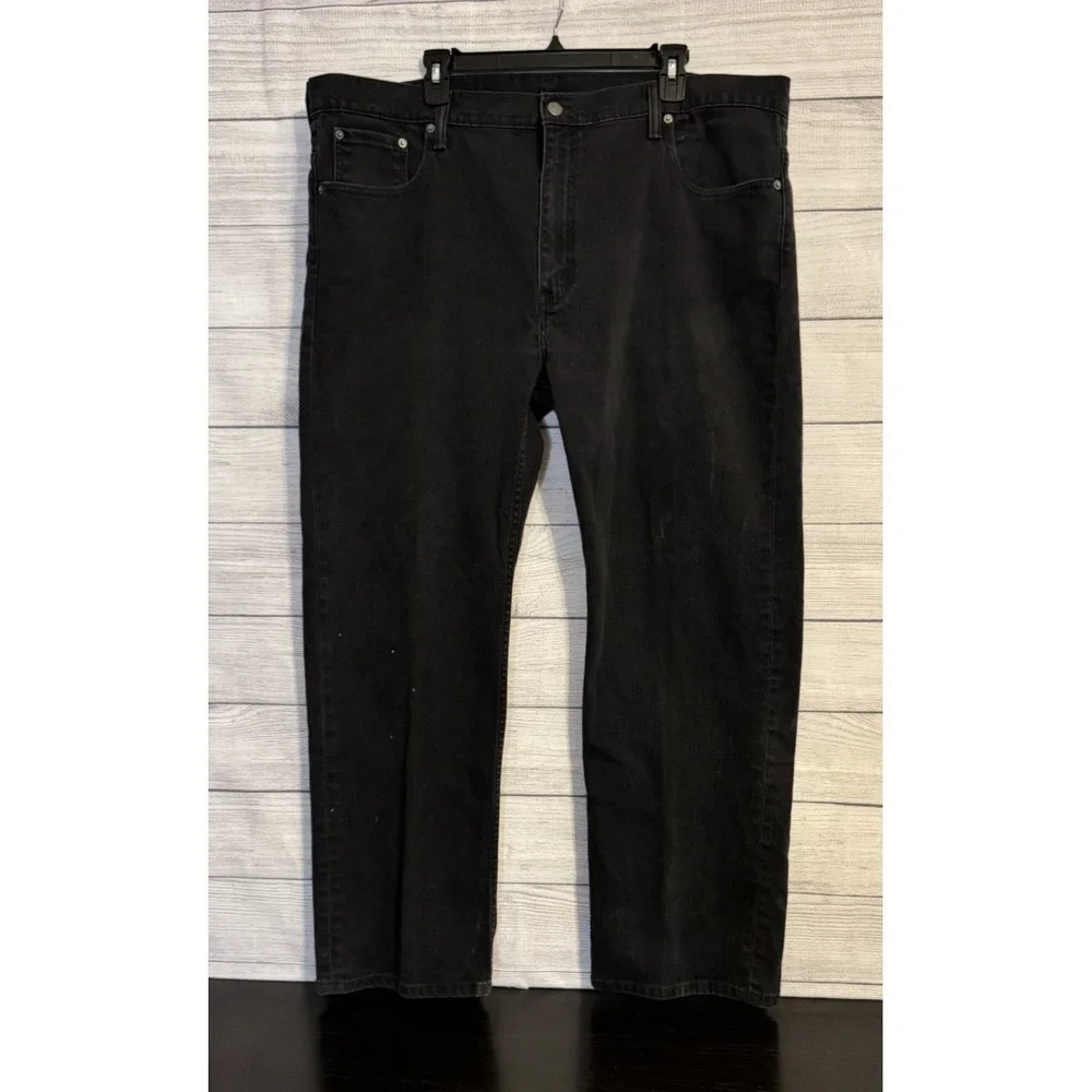 Levi's Men 569 Loose Straight Jeans 42x32 Black Stretch Denim
